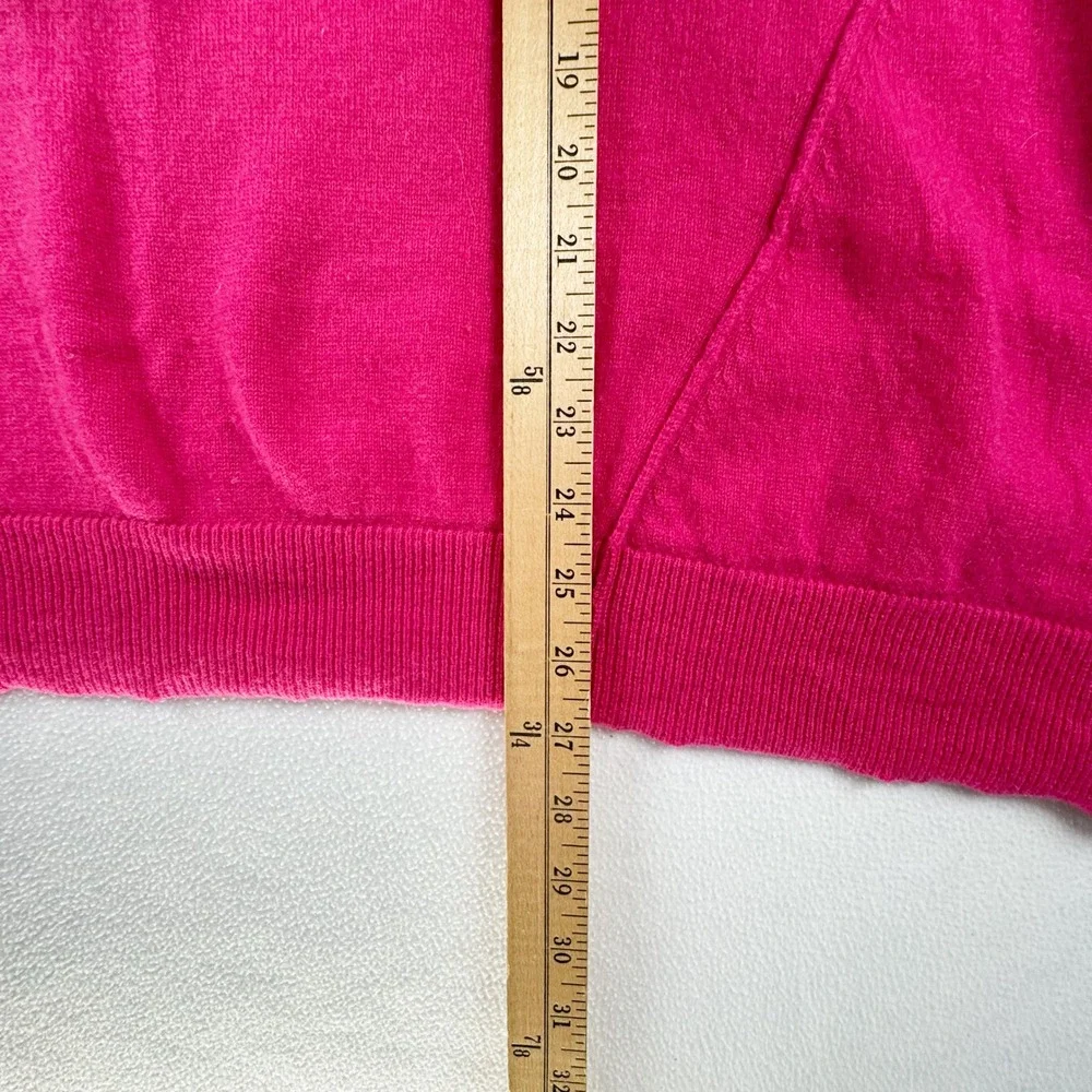 Neiman Marcus Cashmere Sweater‎ Womens XL Hot Pink Crew Neck High-Low Hem Slit